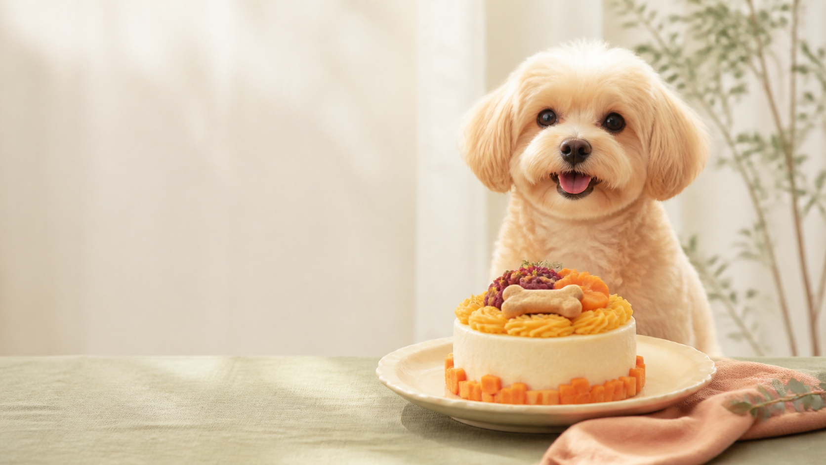 わんちゃんの誕生日を祝うペットケーキ